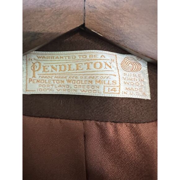 Vintage Pendleton Virgin Wool Women's Blazer Jacket Brown Peacoat Size 14 - Picture 4 of 8